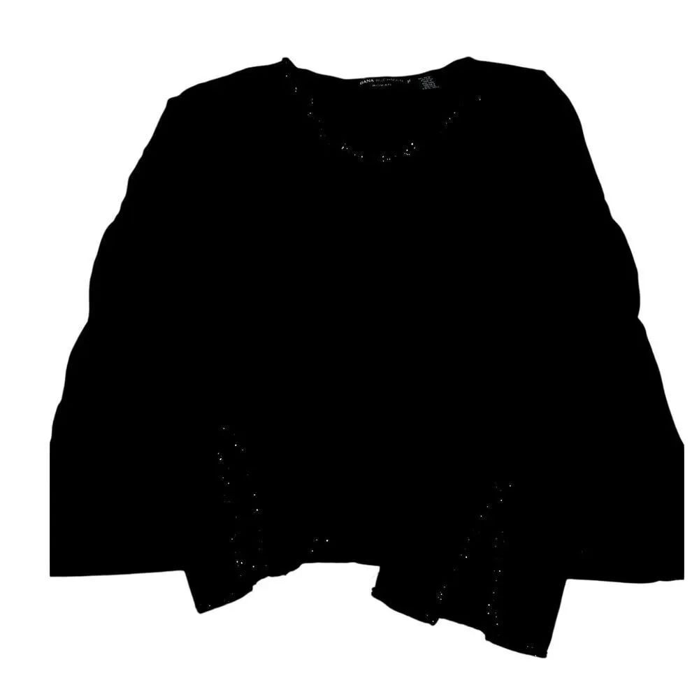 Dana Buchman Women's Black Sequin Long Sleeve Top - XL